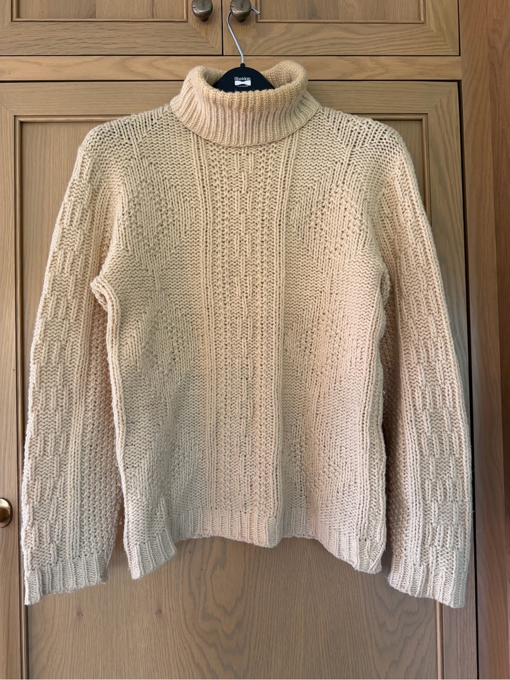 Vintage H.I.S. Fisherman Knit Turtleneck Sweater Wool Blend Washable Med
